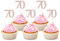 Sotpot 30PCS 70th Birthday Cupcake Toppers Rose Gold Glitter 70th Cupcake Picks for Happy 70th Birthday Party Decorations
