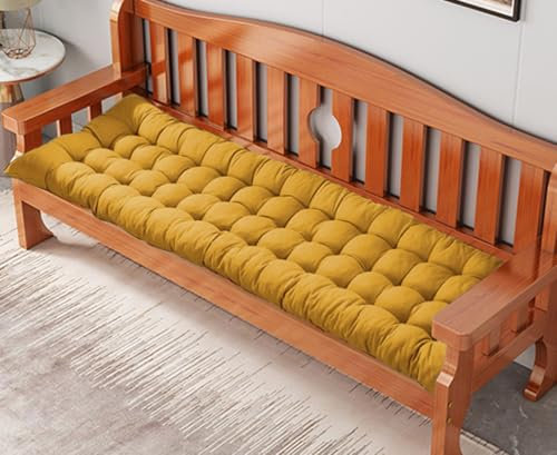 Xpnit Bank-Sitzkissen, 8 cm dick, 2-/3-Sitzer, rechteckig, Baumwolle, für Gartenbank, Schaukel, Terrasse, Zuhause, Küche, drinnen (120 x 40 cm, Gelb)