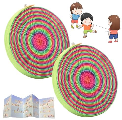 RAXLUPO 2 Stück Gummitwist Kinder mit Anleitung für Hüpfspiele Gummi Twist Regenbogenfarben Hüpfgummi 4m lang 1cm weit Gummi Twist für Kinder Hüpfspiele drinnen und draußen, Mädchen & Jungs