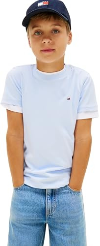 Tommy Hilfiger Jungen T-Shirt Kurzarm Essential aus Baumwolle, Blau (Sweet Blue), 14 Jahre