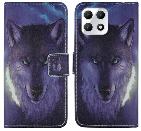 Tnviud PU Flip Leder Tasche Hülle Case Cover Handytasche Schutzhülle Etui Skin Für T-Mobile REVVL 7 6.58 (Wolf Design)