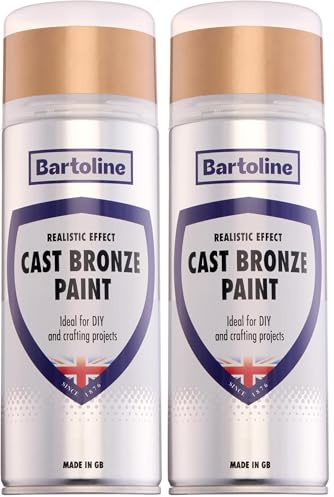Bartoline Cast Bronze Paint 400ml Gloss Finish - Realistic Bronze Effect Spray Paint for Metal, Wood, Plastic and Ceramics Indoor and Outdoor Use (Pack of 2)