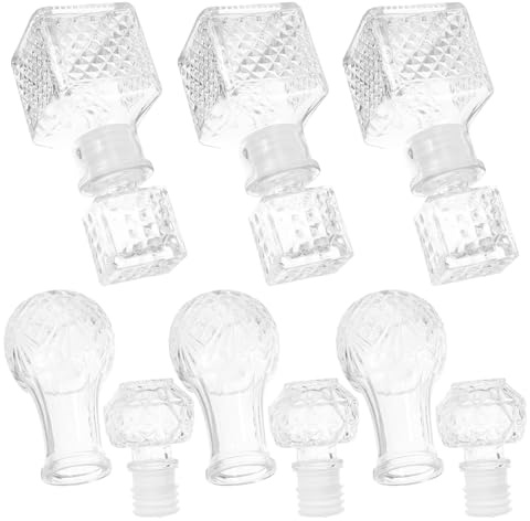 HEATSHAKING 6 Pcs 50ml Wine Decanter Set Glass Whiskey Dispenser Bottles for Home Bar and Kitchen Use, Crystal Liquor Container Suitable for Red Wine and Spirits