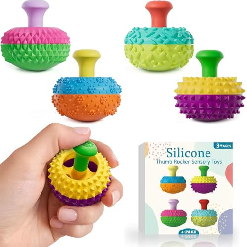 JOYVOVO 4PCS Fidget Toy Joystick Pollice in Silicone, Giocattolo Sensoriale Silenzioso Anti-Stress Ansia, Concentrazione ADHD Autismo Bambini Adulti, Senza BPA Silicone per Ufficio Scuola Viaggio