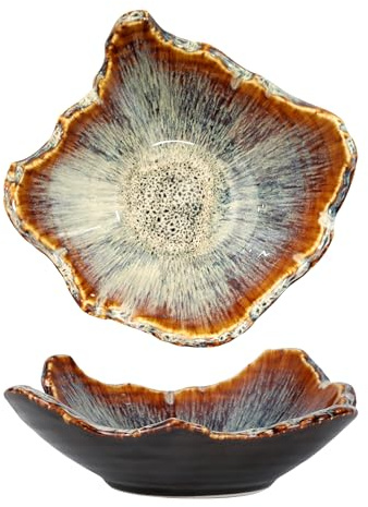 LWGHB 8 Decorative Ceramic Bowl with Irregular Rim 1 Piece | Multi-Use Dish for Fruit, Sweets, Keys, Jewellery or Candles, Decorative Accent for Tabletop, Kitchen & Entryway