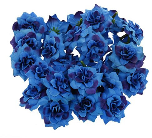 ULTNICE 50 Stück Blumenköpfe Künstliche Blume Köpfe Stapelia Köpfe Rose Kopf für Hausgarten Hochzeit Geburtstag Party Dekoration, Blau