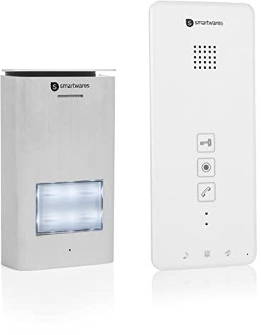 Smartwares DIC-21112 Türgegensprechanlage für 1 Wohneinheit mit Türöffnerfunktion / 2-Draht-Technik, Silber