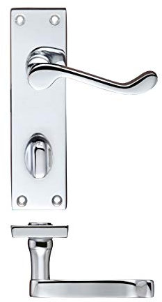 IRONZONE 1 x Victorian Scroll Lever Bathroom Door Handles Polished Chrome