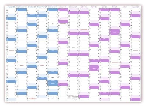 Schuljahreskalender 2025/2026 DIN A1 matt - gerollt - August 2025 bis August 2026, 13 Monate - Wandkalender Schulkalender