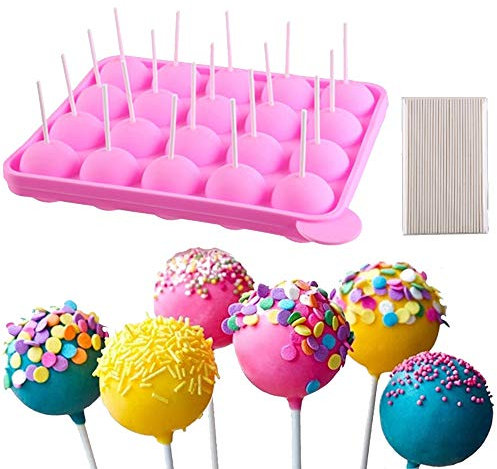 Cake Pop Mould Set Ice Cube Trays Silicone Pop Cakes Candy Mold Gumdrop Jelly Cupcake Lollipop DIY Tools + 120 Sticks