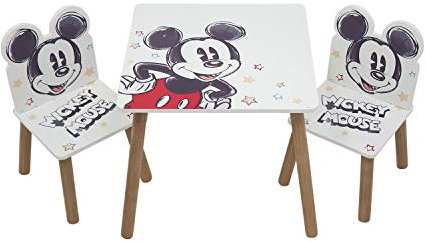 ARDITEX - Set de Mesa y 2 Sillas Infantiles de Madera - 50x50x44 cm y 26,5x26,5x50 cm - Ideal para Jugar, Pintar y Hacer Manualidades - Licencia Oficial Mickey Mouse