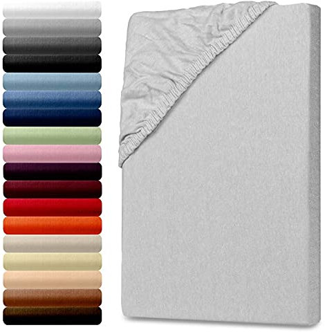 Julido Jersey Spannbettlaken 140x200 cm, Spannbettlaken Baumwolle Grau, Betttuch mit Gummizug, Oeko-Tex Bettlaken, Hautfreundlich und Atmungsaktiv, Luxus Bettwäsche für Doppelbett