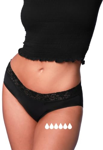 Queen Ultra, Periodenunterschwäche Damen, Menstruationsslip, Periodenslip | Ersetzt bis zu 6 Tamponwechsel, sehr starke Tage und Nacht, mit Spitze, Bio-Baumwolle, PFAS-frei, vegan, Periodenunterwäsche