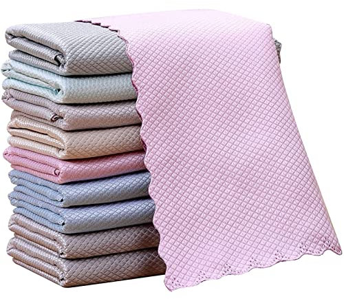 Microfibre Cleaning Cloth, Pack of 10, Random Color Lint Free Soft Nanoscale Cloth Washable Cloth Duster for House, Kitchen, Bathrooms, Car, Motorbike, Windows 30 x 40 cm