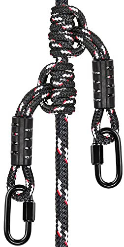 BeneLabel 50cm Kletterseil, Erwachsene Sicherheitsseil mit 2 Karabiners Indoor Outdoor Kinder Kletterwand Rettungsseil für Bergsteigen Notfall Überleben, 10mm Durchmesser/907kg, Schwarz