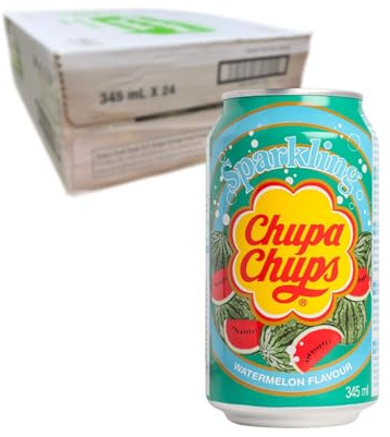 Chupa Chups Sparkling Watermelon Drink, prickelnde Wassermelonen Limonade, 24 Dosen mit Pfand, 24 x 345 ml