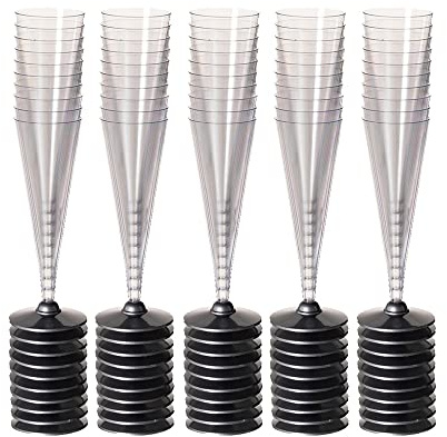 Set de 50 copas de champagne desechables reutilizables plateadas de plástico PS de 120 ml - LOLAhome
