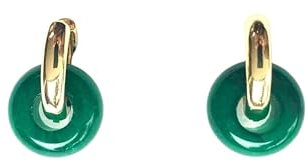 ASTER ALHELÍ - Goldohrring oder Versilberte Ohrringe Hoops Damen mit Natursteinen - kreolen Versilberte oder Vergoldete Damen-Ohrringe - Perfekt für originelle Geschenke (Grün, Vergoldet)