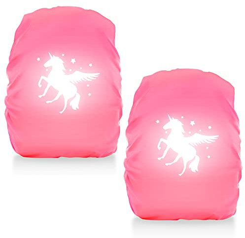 Regenschutz Schulranzen Einhorn Regenschutz für Rucksack Step By Step Regenhülle Wasserdichter Rucksack Überzug Reflektierend für Mädchen Kinder (2, Einhorn)