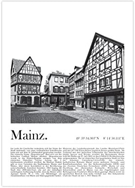 Generisch Poster Mainz | Bild Schwarz Weiß Altstadt A3 (42 x 29,7 cm)