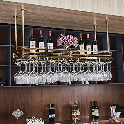 EYLINK Weinregal, Bar, Restaurant, Weinglasregal, Deckenregal für Stielgläser, Edelstahlrahmen für Restaurants, Küchen, Theken, 80 x 35 cm, 80 x 35 cm