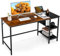 COSTWAY 140 cm Langer Schreibtisch, Computertisch mit Ablageflächen, Bürotisch mit Spleißplatte, großer PC-Tisch Arbeitstisch für Büro, Zuhause, Schwarz und Rustikales Braun