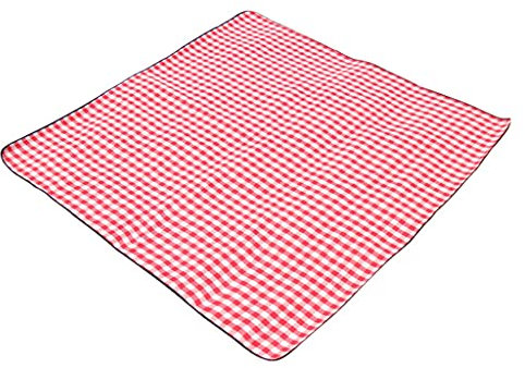 Rot-weiß Karierte Outdoor-Faltmatte, Outdoor-Reisematte, modisches Plaid, wasserdicht, Strand, Picknick, weiche Decke (einfarbig, 150 x 200 cm)