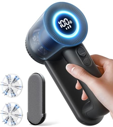 Quitapelusas Eléctrico, 2 en 1 Quitapelusas con Cepillo para Pelusas, 2000 mAh Batería Recargable Incorporada, 2 Cuchillas Reemplazables, 3 Velocidades Ajustables, Pantalla LED, Cable USB-C (Negro)