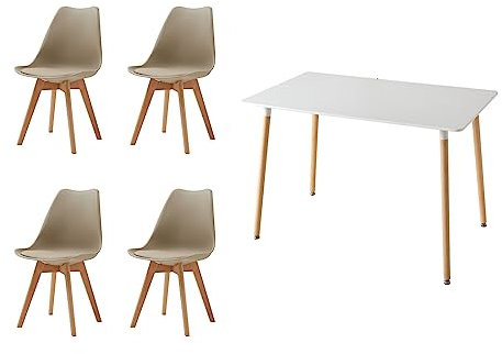 HJhomeheart Runder Esstisch mit 4 Esszimmerstühlen für Esszimmer, Küche, Wohnzimmer, Esstisch aus Glas und Roten Patchwork-Stühlen