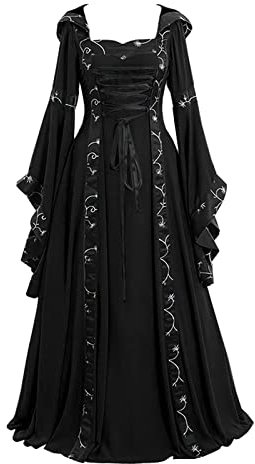 2024 Weihnachten Vintage Mittelalter Länge Cosplay Bodenkleid Damen Gothic Damen Kleid Yae Miko Cosplay Kostüm, Schwarz , X-Large