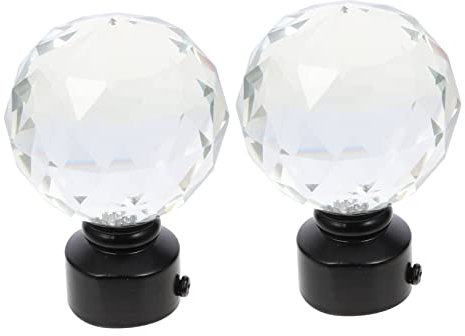 Yardenfun 2 Stück Kristall-Gardinenstangenenden, Kristallknäufe, Gardinenstangenkappen, Messingknäufe, weiß, Dekor, Gardinenstangen, Kristalle, Dekoration, schwarze Gardinenstange, Vorhangzubehör,