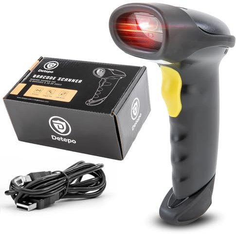 Detepo Wireless Barcode und QR-Scanner | USB-Eingang & Bluetooth | 3 Betriebsmodi | Smart Base | Ergonomisches Design | 1500mAh aufladbarer Lithium-Akku | Bis zu 70m Signal-Empfang (DB105) (DB102)