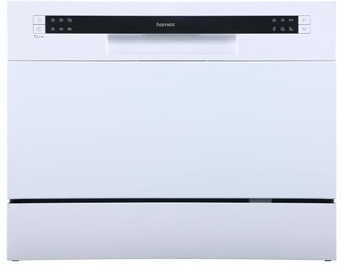 homeX Tischgeschirrspüler | Mini Geschirrspüler mit 6 Programmen | Spülmaschine klein für 6 Maßgedecke | Ideal für kleine Wohnungen | Aquastop | Startvorwahl | Tischspülmaschine GST6AE-W weiß