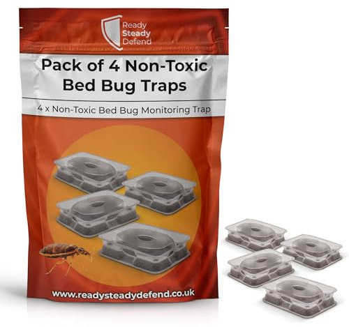 Bed Bug Traps, Pack of 4 - Early Detection & Superior Trapping Technology, Non-Toxic, Eco-Friendly, Ideal for Home & Travel