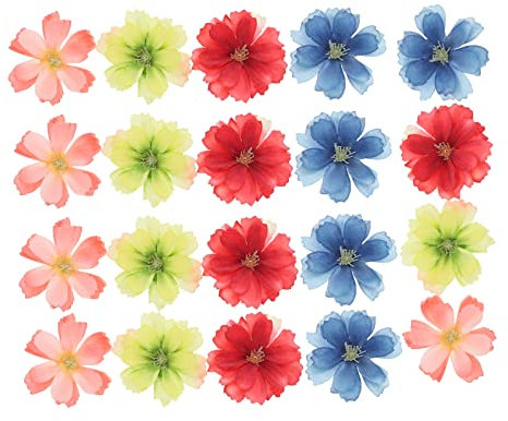 TOPPERFUN 20stücke Künstliche Blumen Für -haaraccessoires Vivid Blütenköpfe Für Hochzeitsdekoration Bastelprojekte Und Haarschmuck Pflegeleicht Und Langlebig Gemischte Farben