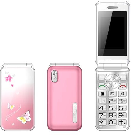 QIeAny 2G Dual SIM Mobile Phone, Unlocked Flip Phone, 8800mAh Battery, Vibration Motor & Big Button, with Camera+Recordable, with SOS Function/Flashlight, Easy to Use,Pink