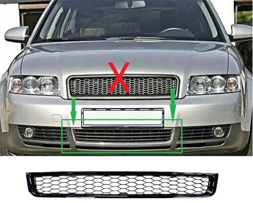 Waben- Gitter- Kühler- Sport- Front- Rippen- Grill für Stoßstange Schwarz Glanz