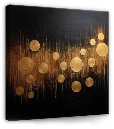 Quadro su tela astratto oro nero minimalismo 40 x 40 cm – Modern Canvas Quadro grande XXL Soggiorno camera da letto Stampa artistica da parete su tela pronta da appendere