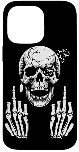 Skull Skeleton Middle Finger Halloween Adult Humor F You Case for iPhone 14 Pro Max