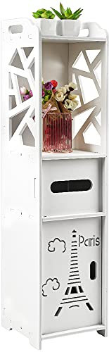 MINGLIN Meuble Colonne de Salle de Bain,Meuble de Rangement pour Toilettes,Meubles sur Pied,Armoire de Toilette,Armoire Haute Gain de Place pour Salle de Bain,Salon,Cuisine,Blanc