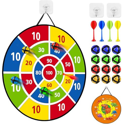 Doppelseitige Dartscheibe Kinder Game - mit 20 klettballspiel Bälle,8 Darts,fwurfspiel,Indoor/Outdoor Sport Fun Party Game,Spielzeug,Geburtstagsgeschenke für 6 7 8 9 10-12 Jahren Jungen