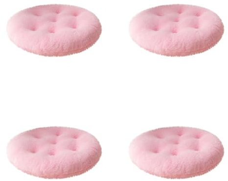 Factorys 4er Set Kurzes Plüschkissen, rundes Kissen, Stuhlkissen, weich und bequem für Esszimmer, Büro, Gartenstühle, Innenstuhl, Sitzkissen, 40x40cm (Rosa)