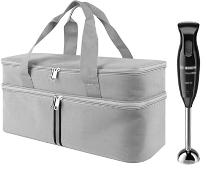 Kingshion Storage Bag for Hand Blender, Carrying Case for Immersion Blender Handheld, Stick Blender Travel Storage Organizer - Light Grey (Bag Only)