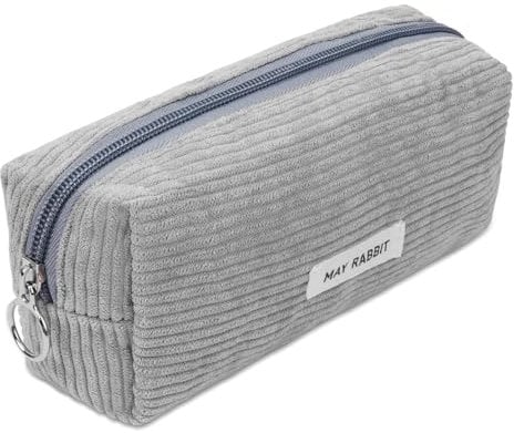 OFFCUP Federmäppchen Mädchen Mäppchen Cord-Stoff, Pencil Case Teenager Stiftetasche Tragbare Schreibwaren Tasche, Federtaschen Schlampermäppchen mit Reißverschluss, Federmappe für Schule, Büro - Grau