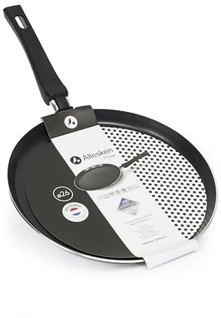 Pfluon Poêle à crêpes à induction, 26 cm, antiadhésive, pour tous les types de feux, en aluminium, résistante aux rayures et à l'abrasion
