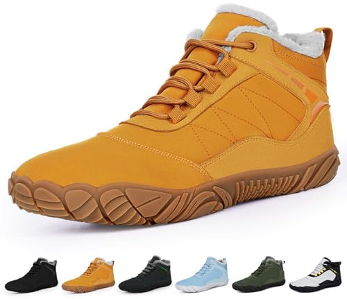 RUYI Winter Barfußschuhe Damen Herren Barfussschuhe Warm Gefüttert Winterschuhe Wasserabweisend Traillaufschuhe Bequem Winterstiefel mit Breite Zehenbox