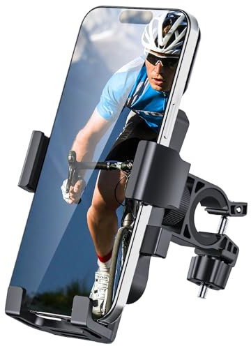 amzluv Bike Phone Holder Mount, Secure Handlebar Phone Mount Holder for Bike and Motorcycle, Suitable for iPhone and 4.5-6.8 Smartphones, Black