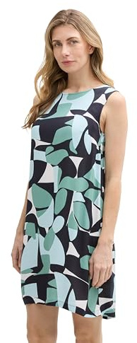 Tom Tailor Damen 1046462 Kleid, 37800 - Green Dots and Shapes Design, 38 EU