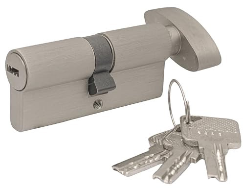 Ara India 6 PIN Thumb Turn Lock Cylinder 70mm-35/35T, Full Brass Body with 3 Brass Keys, Satin Finish, Durable Door Lock.