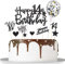 Catelves Tortendeko 14 Geburtstag Junge Mädchen,10 Stk Happy 14th Birthday Cake Topper Schwarz,Glitzer Kuchen Deko Geburtstag 14 Jahre Junge,Torten Deko 14 Geburtstag Teenager Junge,Cupcake Deko 14